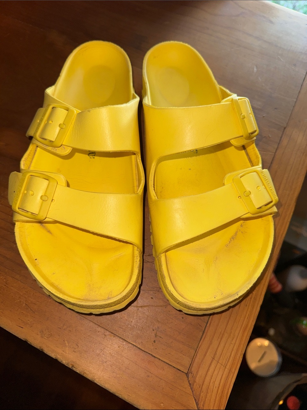 Birkenstock Yellow Double-Buckle Man Slide Sandals